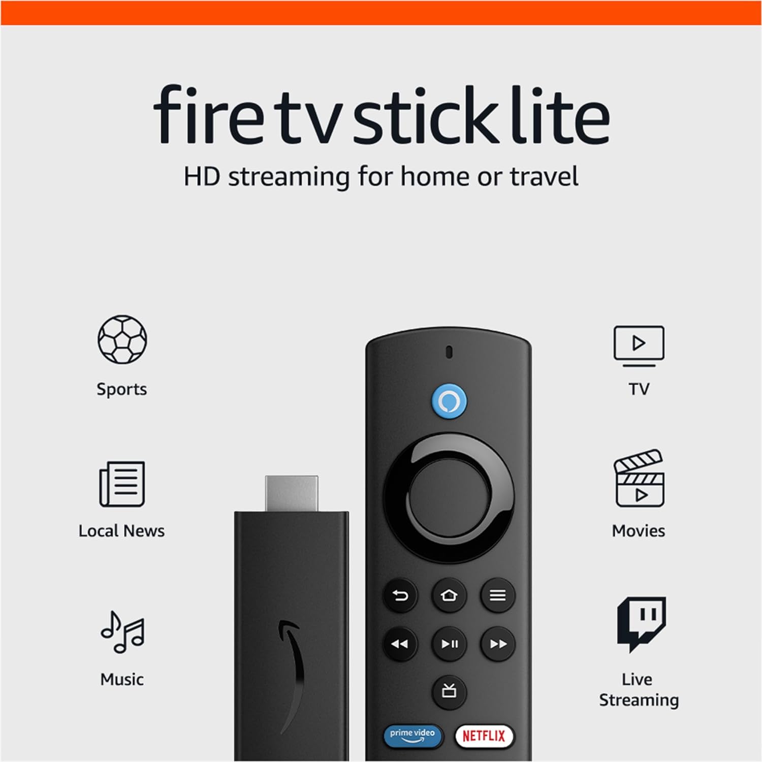 Amazon Fire TV Stick Lite control remoto por voz Alexa (no controla la televisión)
