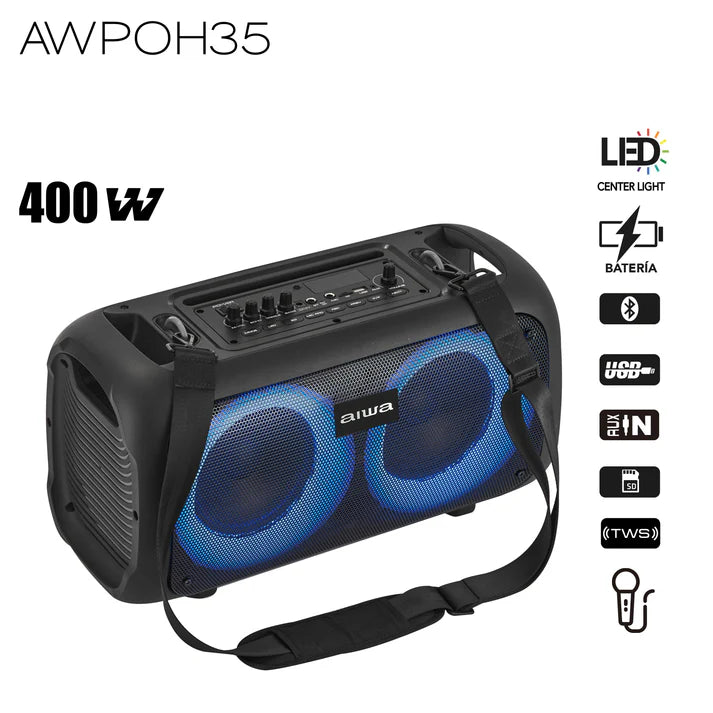 Bocina Portatil AIWA AWPOH35 Bluetooth 5.0 400W