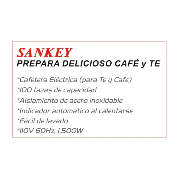 Cafetera Percoladora Comercial Sankey de 100 Tazas