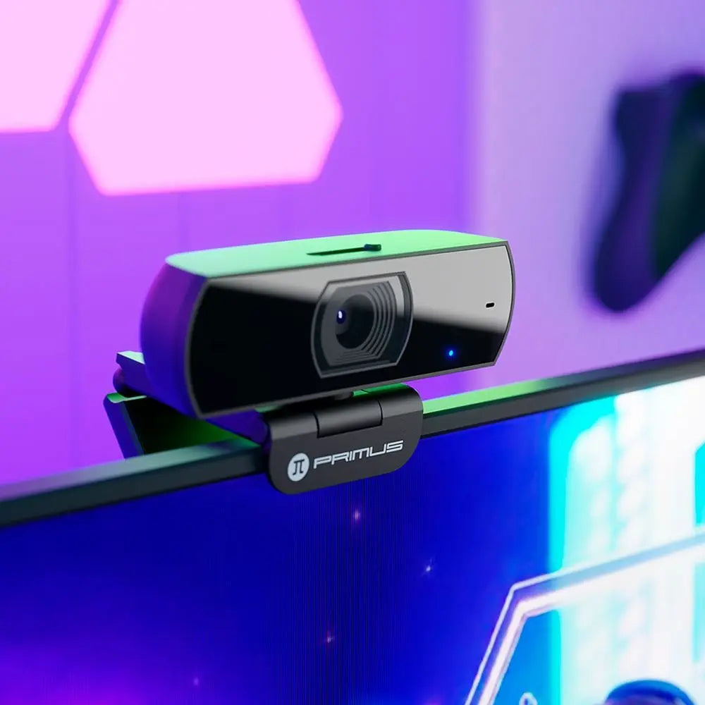 Cámara Web VISUS1LS 2K con Micrófono Integrado, Pantalla Panorámica y Corrección Automática de Luz