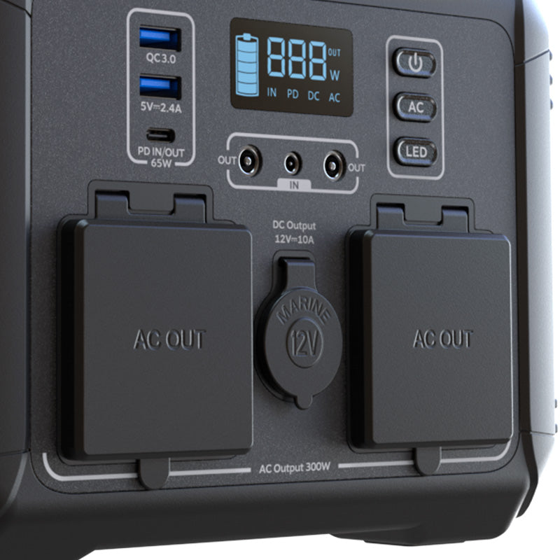 Generador Eléctrico Portátil Forza Titan Series T300 | 300W LMFP | 8 Puertos | Carga Rápida 2h | LED | 110V