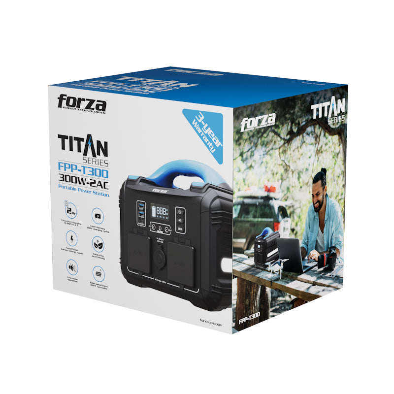 Generador Eléctrico Portátil Forza Titan Series T300 | 300W LMFP | 8 Puertos | Carga Rápida 2h | LED | 110V