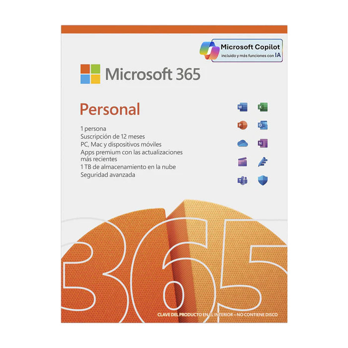 Microsoft 365 Personal Suscripción de 1 Año | Copilot IA | 1 Persona | 5 Dispositivos / Persona