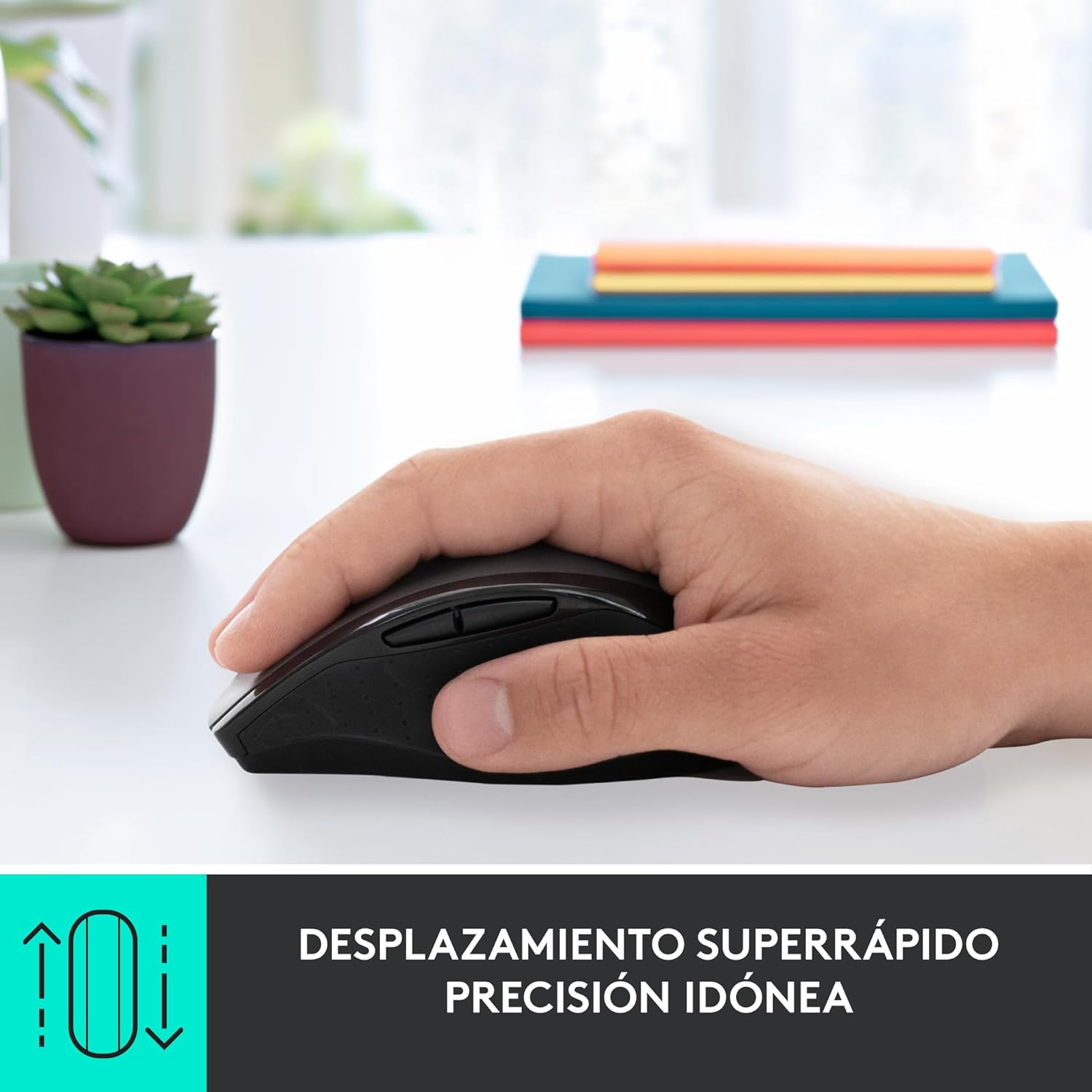 Mouse Inalámbrico Ergonómico Logitech M705, Negro